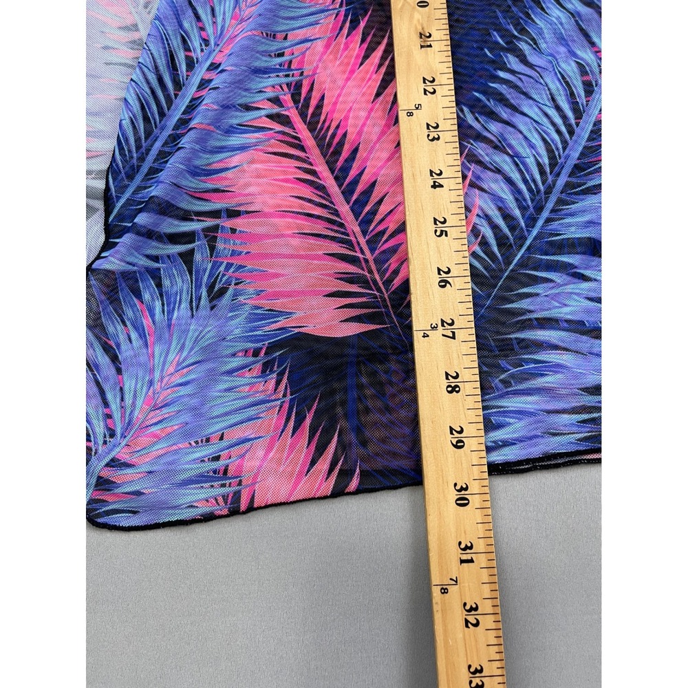 Tropical Palm Leaf Mesh Kimono Cardigan Pink Purple Blue Open Front Cover Up L - Picture 7 of 8